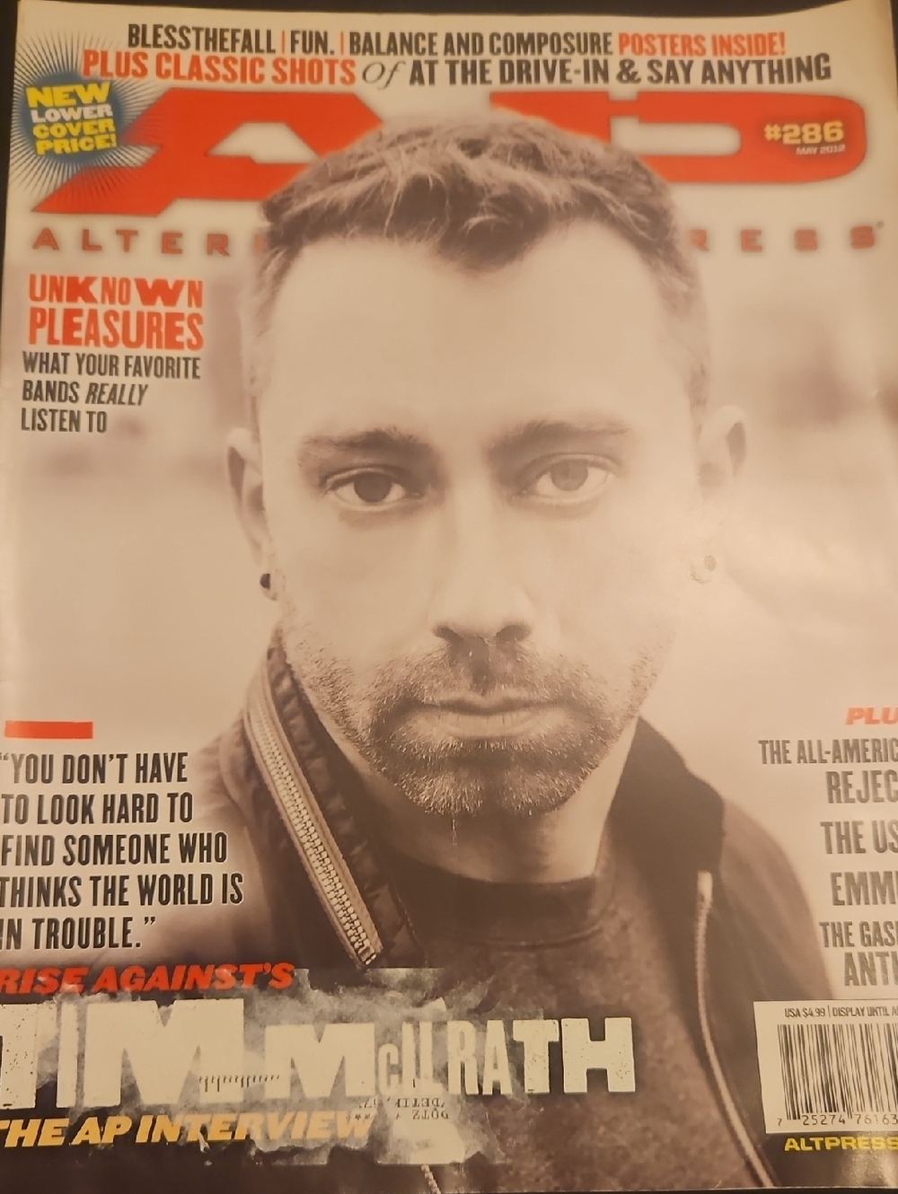 Alternative Press Mag Rise Against Tim Mcllrath Cover and Poster #286 May 2012